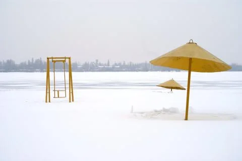 Winter beach Stock Photos