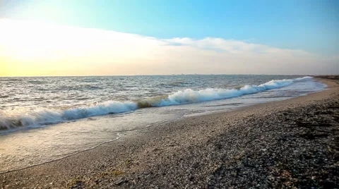 Winter beach at sunset Video stock 50916159