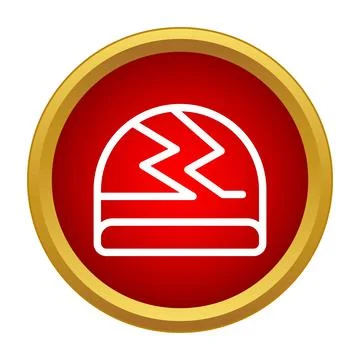 Winter beanie hat icon on red button Stock Illustration