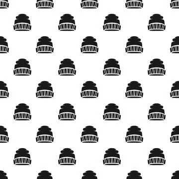 Winter beanie hat seamless pattern background Stock Illustration