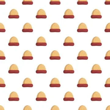 Winter beanies seamless pattern with red brim イラスト素材