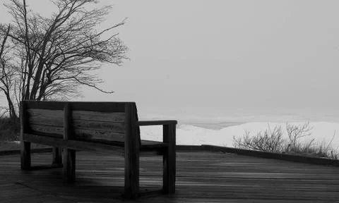 Winter bench overlook Stock Photos