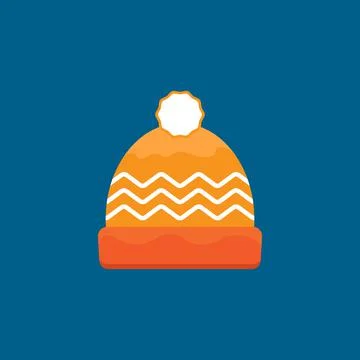 Winter beret drawing made of wool yarn. Vector. Stock Illustration