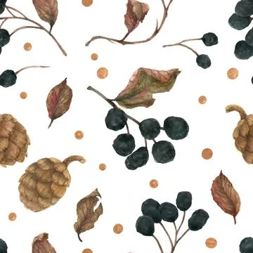Winter berries seamles pattern Stock Illustration