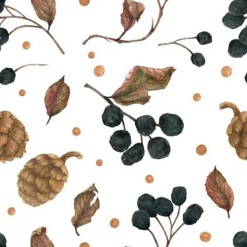Winter berries seamles pattern Illustrazione stock
