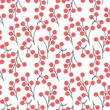 Winter berries seamless pattern. Nature elements print. Isolated on white vec Stockillustratie