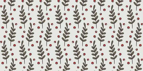 Winter berry seamless pattern. Christmas botanical branch wallpaper print 스톡 일러스트