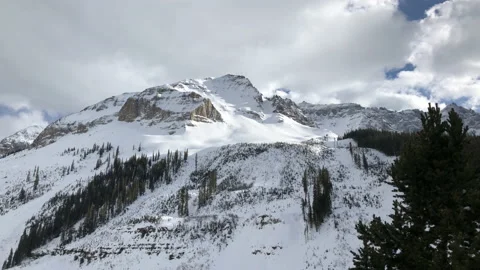 Winter Big mountainSun Snow Pine Tree Stock Footage 156941817