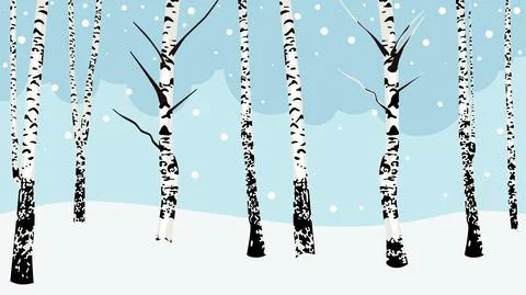 Winter birch trees Stock-Illustration