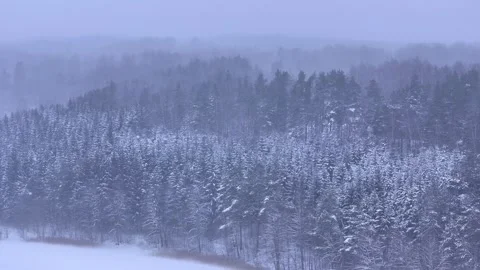 Winter blizzard drone aerial view Stock Footage 326363084