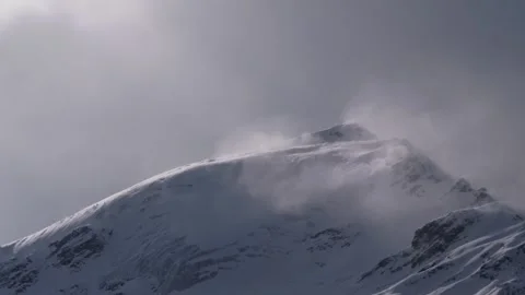 Winter Blizzard on a Mountain Peak in the North Caucasus, Russia Stock Footage 320853383