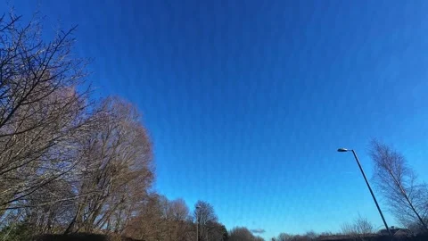 Winter Blue and Clear Sky over British Town and Cities Stock Footage 325231428