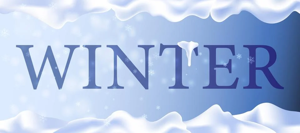 Winter blue background with falling snow, snowflakes and snowdrifts. Stock Illustration