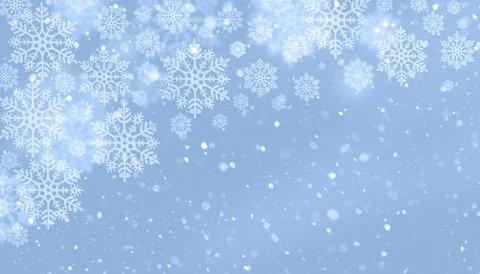 Winter blue background with falling snowflake pattern and festive, calm Stock Illustration