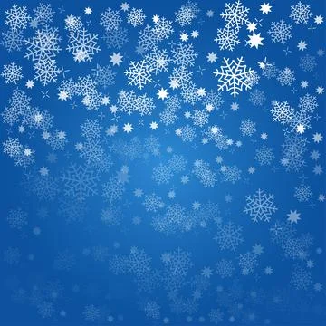 Winter blue Background with falling Snowflakes. Snow Back for Merry Christmas Stock Illustration