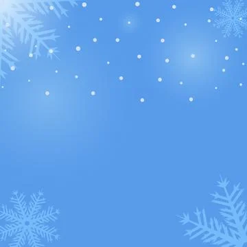 Winter Blue Background with Falling Snowflakes and Frosty Elements 스톡 일러스트