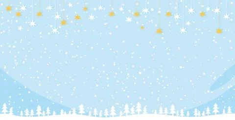 Winter blue background with snowfall and stars decor, beautiful christmas banner Stock Illustration