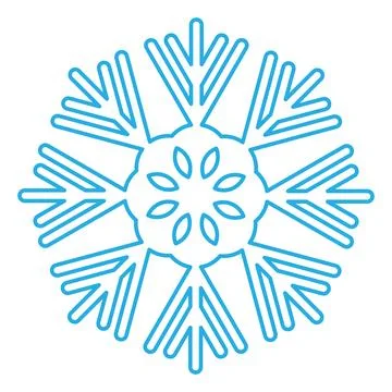 Winter Blue Fluffy Snowflake Thin Stroked Icon Stock Illustration