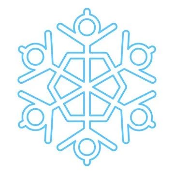Winter Blue Fluffy Snowflake Thin Stroked Icon Stock Illustration