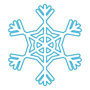 Winter Blue Fluffy Snowflake Thin Stroked Icon Stock Illustration