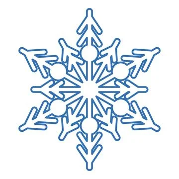 Winter Blue Fluffy Snowflake Thin Stroked Icon Stock Illustration