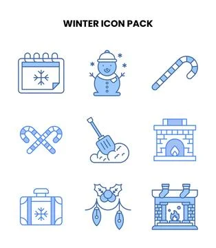 Winter Blue Graphics Icons Pack Stock Illustration