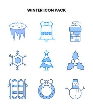 Winter Blue Icons Pack Stock Illustration