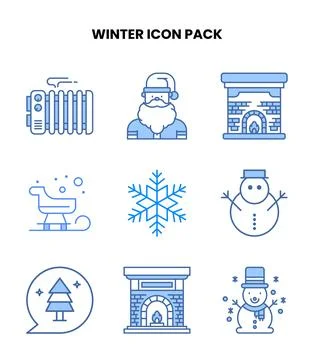 Winter Blue Scalable Icons Pack Stock Illustration