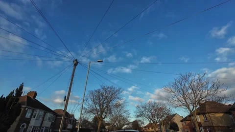 Winter Blue Sky over British Town and Cities During Car Drive Stock Footage 325725965