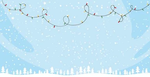 Winter blue snowfall background. Merry christmas and happy new year banner wi Stock Illustration