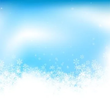 Winter blue square background with snowflakes and snowdrift. Festive winter.. Illustrazione stock