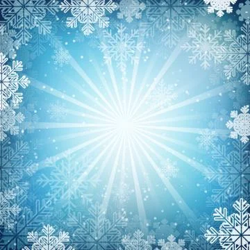 Winter blue vector background, snow, snowflake and shiny effect. Stock Illustration
