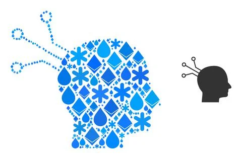 Winter Blue Water Collage Brain Link Icon Stock Illustration