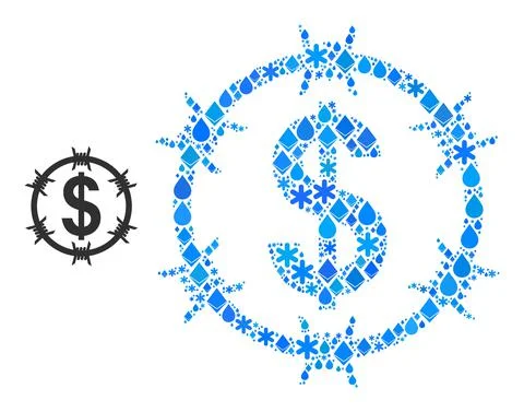 Winter Blue Water Composition Barbed Wire Dollar Icon Stock Illustration