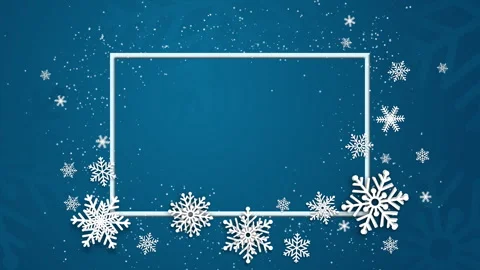 Winter boarder frame with snowflake over blue background. Loop animation. Stock Footage 296243993