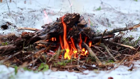 Winter bonfire Full HD Stock Footage 97291428