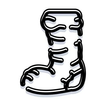 Winter boot outline icon in abstract doodle style Stock Illustration