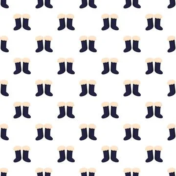 Winter boots seamless pattern on white background Illustrazione stock