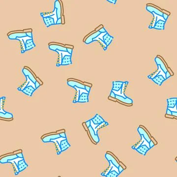 Winter boots season vector seamless pattern Stock Illustration