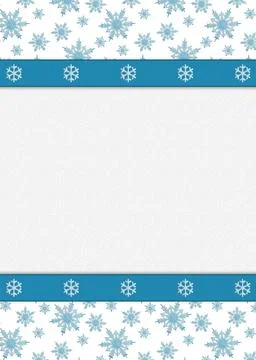 Winter border with blue snowflake on white Illustrazione stock