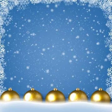 Winter Border With Snow And Blue Background Stock Illustration
