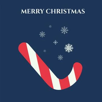 Winter border with snowflake and candy cane. Christmas card on blue background 库存插图