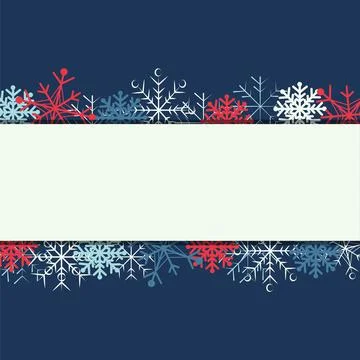 Winter border with snowflake and space for text. Christmas card on blue Stock Illustration
