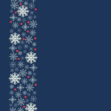 Winter border with snowflake and space for text. Christmas card on blue Stock Illustration