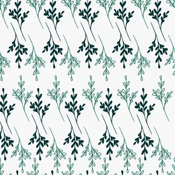 Winter botanical seamless pattern with blue herbal rows on white background. Stock Illustration