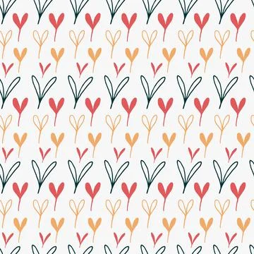 Winter botanical seamless pattern with blue red and yellow herbal rows on whi Stock Illustration