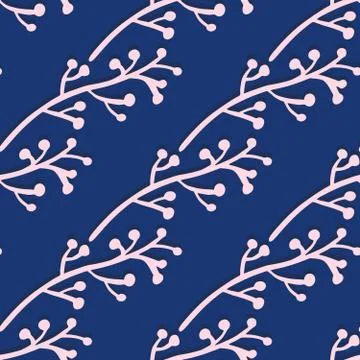 Winter branches seamless pattern on blue background. Vintage rustic with twig イラスト素材