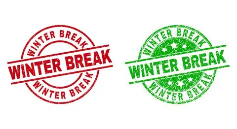 WINTER BREAK Round Seals Using Unclean Texture Stock Illustration