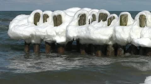 Winter breakwater Stock Footage 22226012