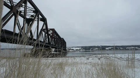 Winter bridge dolly-shot Stock Footage 32272851